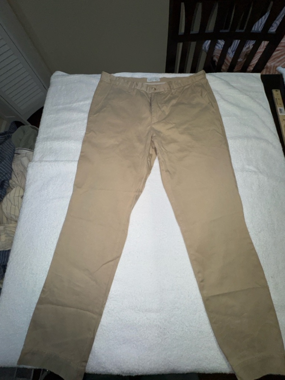 Isto Men's 100% Organic Cotton Chinos, Khaki, 34” x 29”, Made In Portugal
